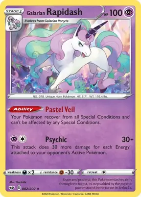 Galarian Rapidash Pok&eacute;mon card